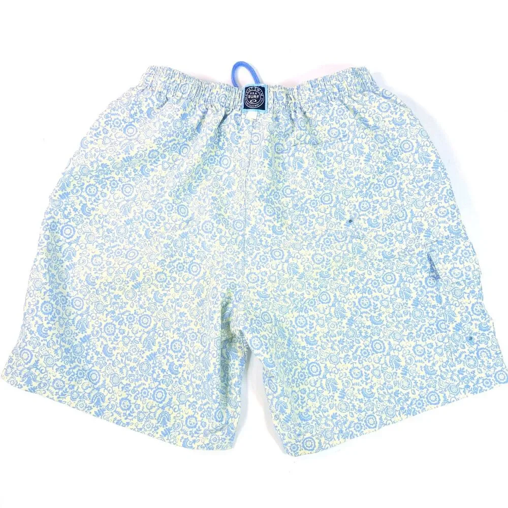Exist Swim Mens Large Board Shorts Swim Trunks Blue Floral Print Mesh‎ Lined